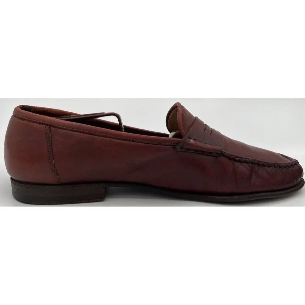 Santoni Brown Leather Penny Loafers Men’s Size 9D Dress Shoes Made In Italy - Picture 4 of 11